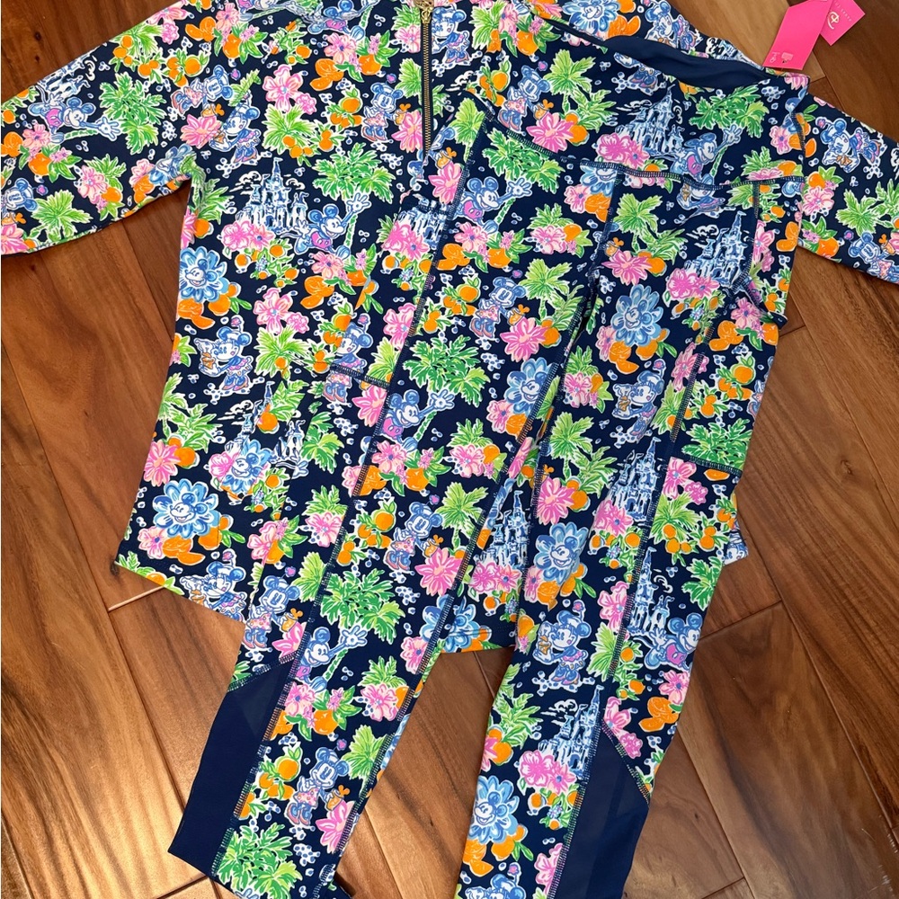Lilly Pulitzer Disney Pattern Navy and Floral Activewear Set